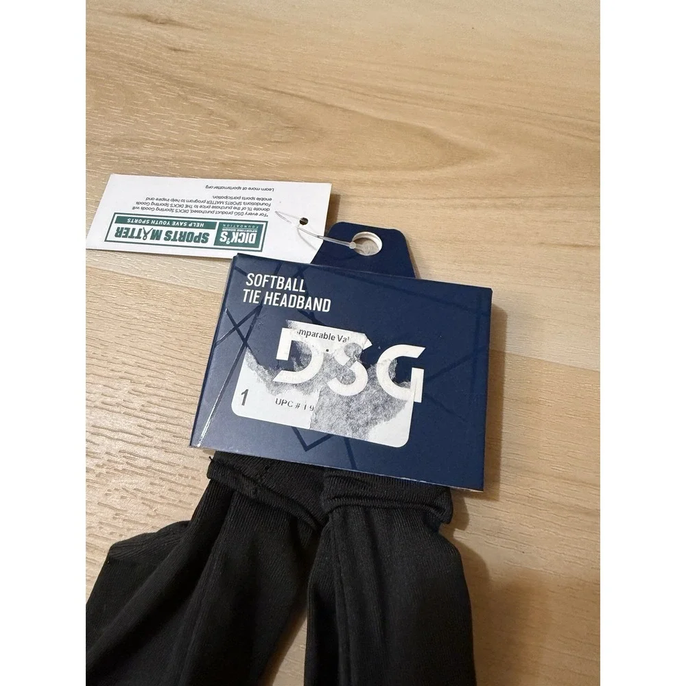 DSG Softball Double Header Tie Headband Black NWT